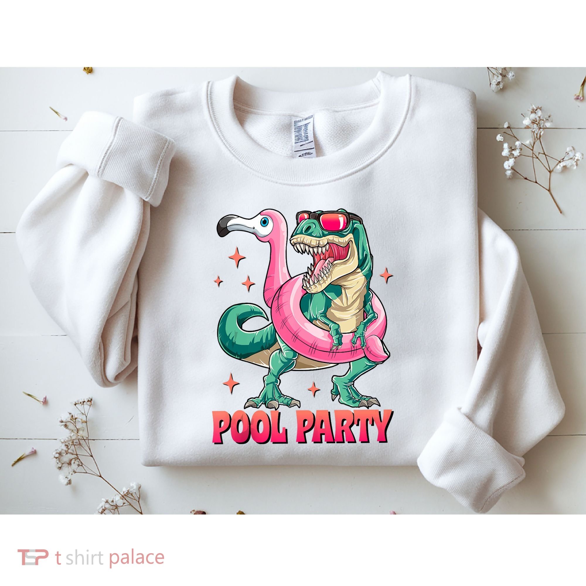 Pool Party Dinosaurflamingo Float Funny T Rex Gifts Tank Top Sweatshirt