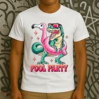 Pool Party Dinosaurflamingo Float Funny T Rex Gifts Tank Top T-Shirt thumb 3