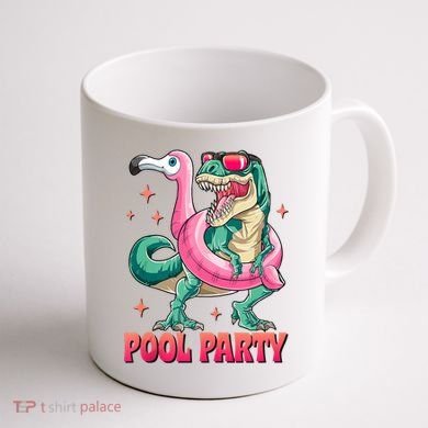 Pool Party Dinosaurflamingo Float Funny T Rex Gifts Tank Top Coffee Mug back