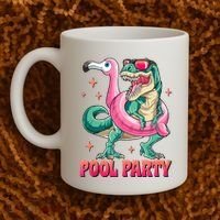 Pool Party Dinosaurflamingo Float Funny T Rex Gifts Tank Top Coffee Mug thumb 2