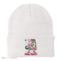 Pool Party Dinosaurflamingo Float Funny T Rex Gifts Tank Top Beanie thumb 0