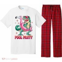 Pool Party Dinosaurflamingo Float Funny T Rex Gifts Tank Top Pajama Set thumb 0