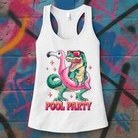 Pool Party Dinosaurflamingo Float Funny T Rex Gifts Tank Top Women's Tank Top thumb 3