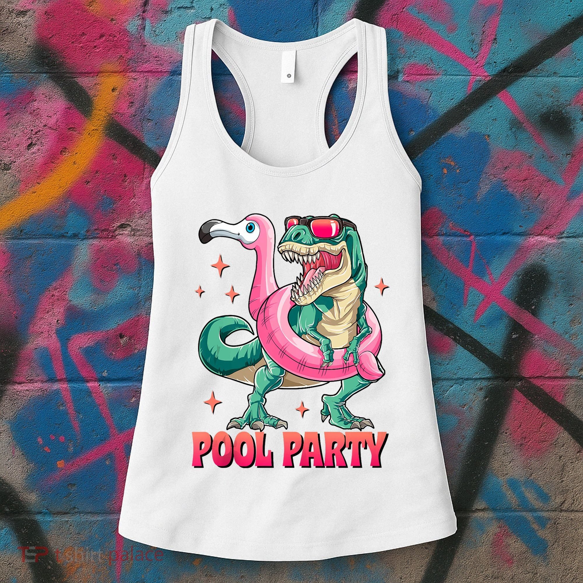 Pool Party Dinosaurflamingo Float Funny T Rex Gifts Tank Top Women's Tank Top