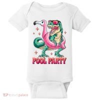 Pool Party Dinosaurflamingo Float Funny T Rex Gifts Tank Top Baby Bodysuit thumb 0