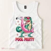 Pool Party Dinosaurflamingo Float Funny T Rex Gifts Tank Top Tank Top thumb 2
