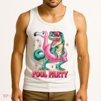 Pool Party Dinosaurflamingo Float Funny T Rex Gifts Tank Top Tank Top thumb 3
