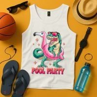 Pool Party Dinosaurflamingo Float Funny T Rex Gifts Tank Top Tank Top thumb 4