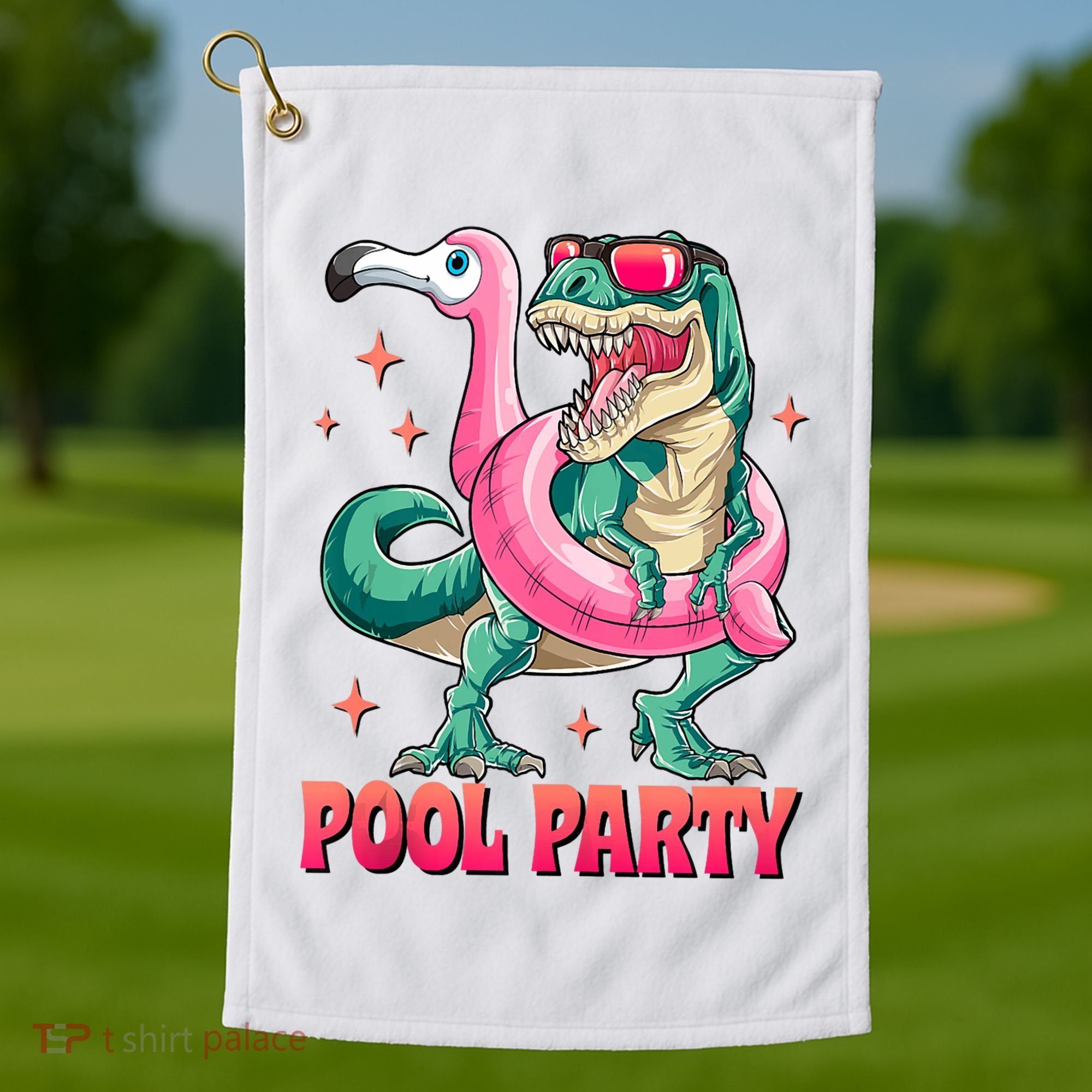 Pool Party Dinosaurflamingo Float Funny T Rex Gifts Tank Top Golf Towel