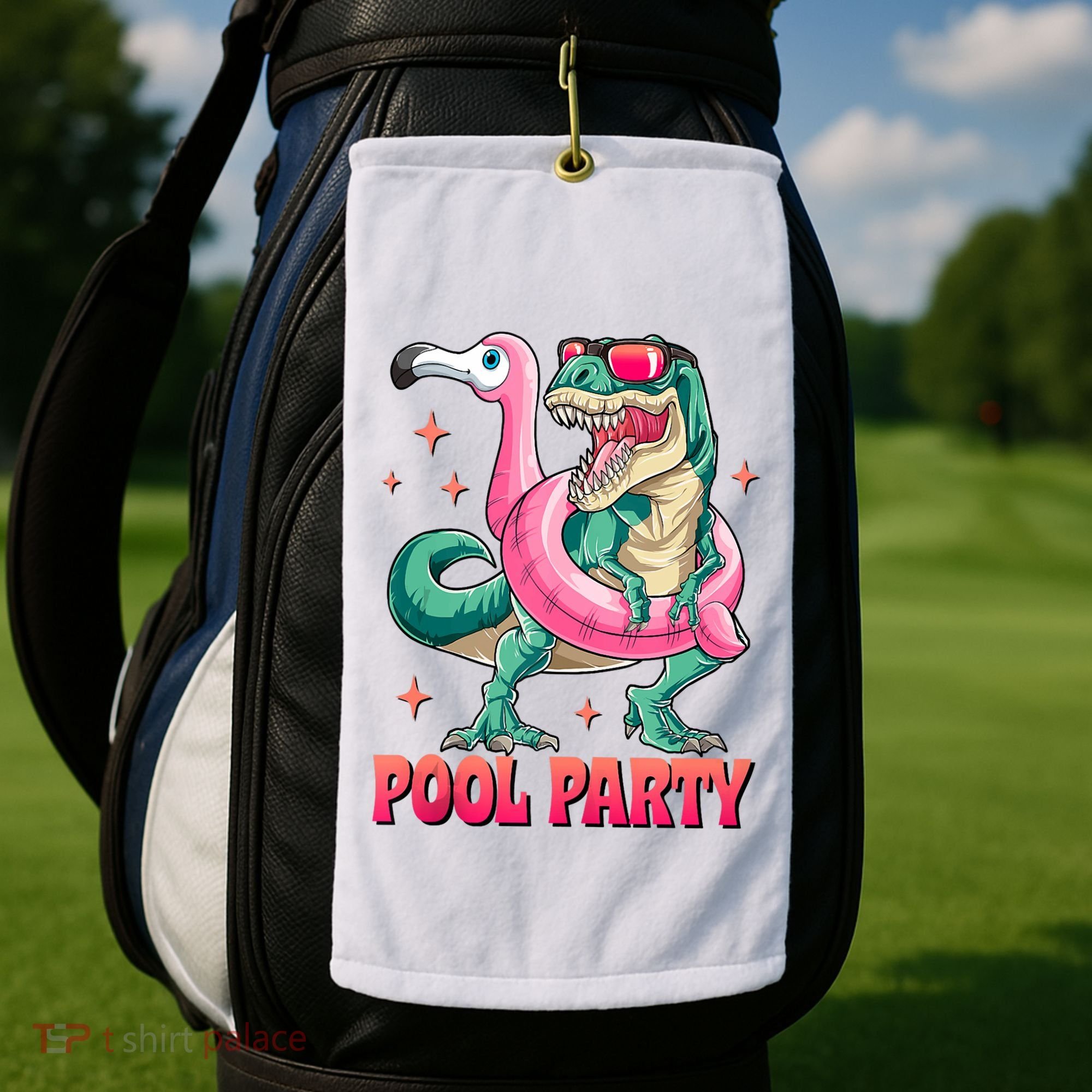 Pool Party Dinosaurflamingo Float Funny T Rex Gifts Tank Top Golf Towel