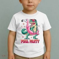 Pool Party Dinosaurflamingo Float Funny T Rex Gifts Tank Top Toddler T-Shirt thumb 2