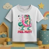 Pool Party Dinosaurflamingo Float Funny T Rex Gifts Tank Top Toddler T-Shirt thumb 3