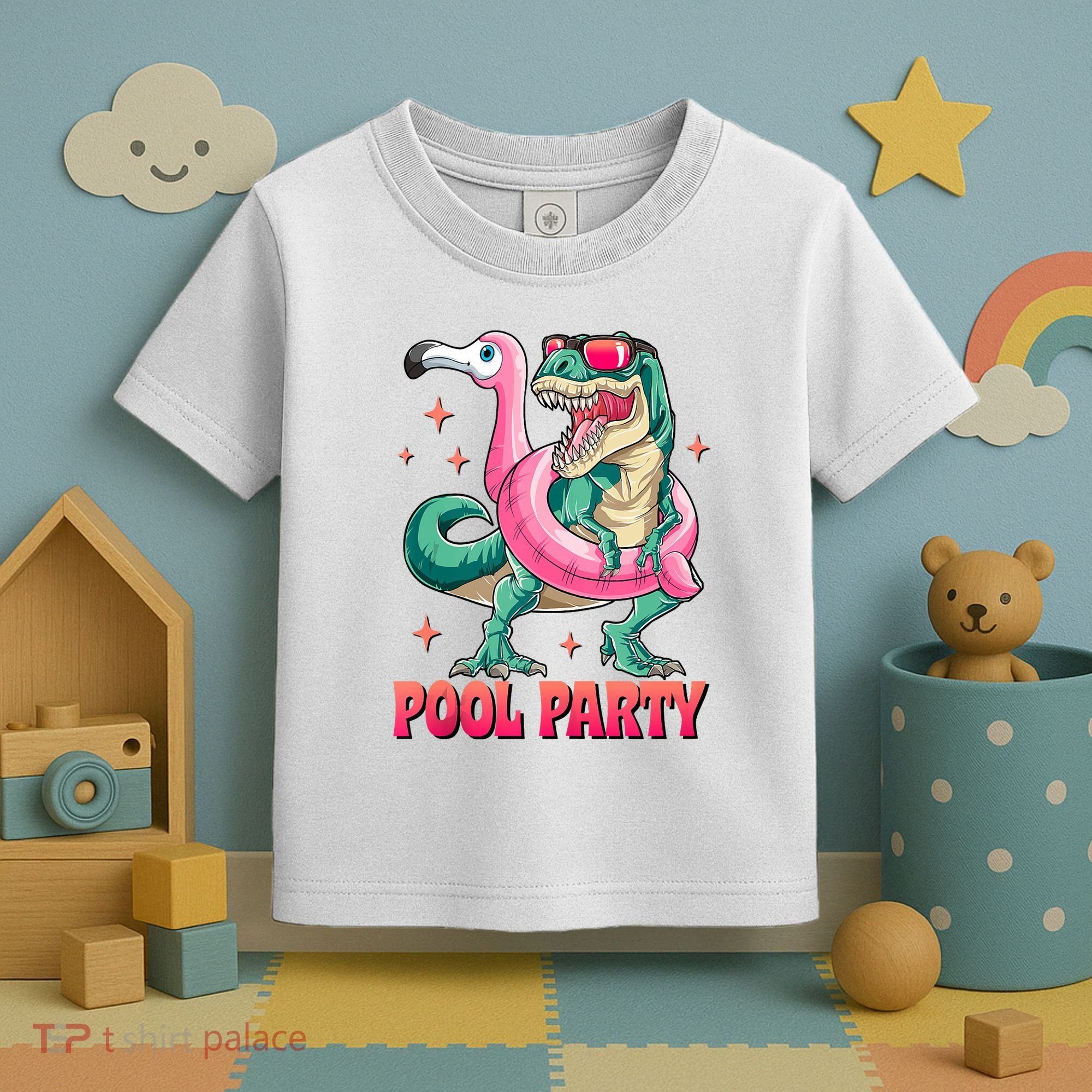 Pool Party Dinosaurflamingo Float Funny T Rex Gifts Tank Top Toddler T-Shirt