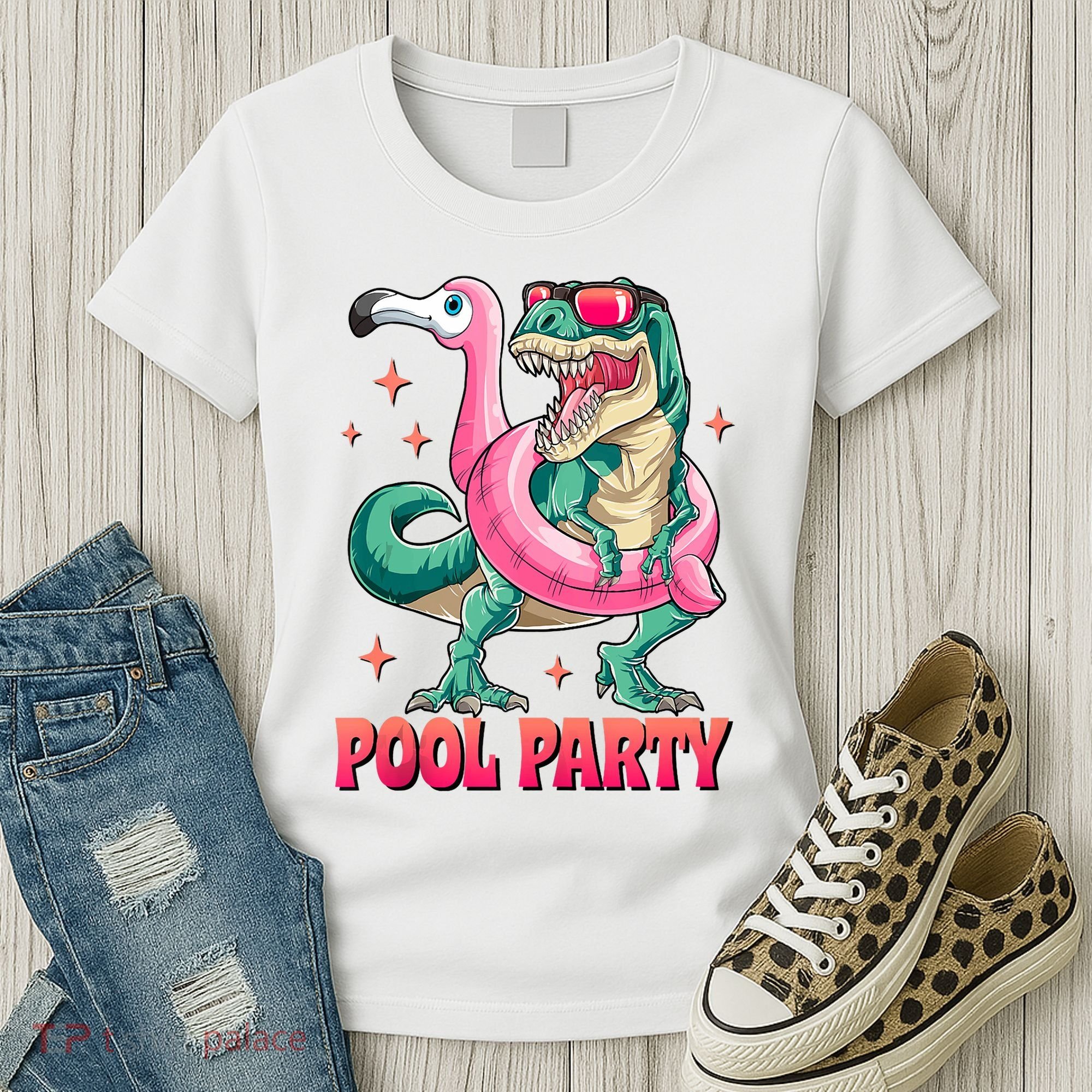 Pool Party Dinosaurflamingo Float Funny T Rex Gifts Tank Top Women's T-Shirt
