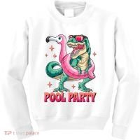 Pool Party Dinosaurflamingo Float Funny T Rex Gifts Tank Top Kids Sweatshirt thumb 0