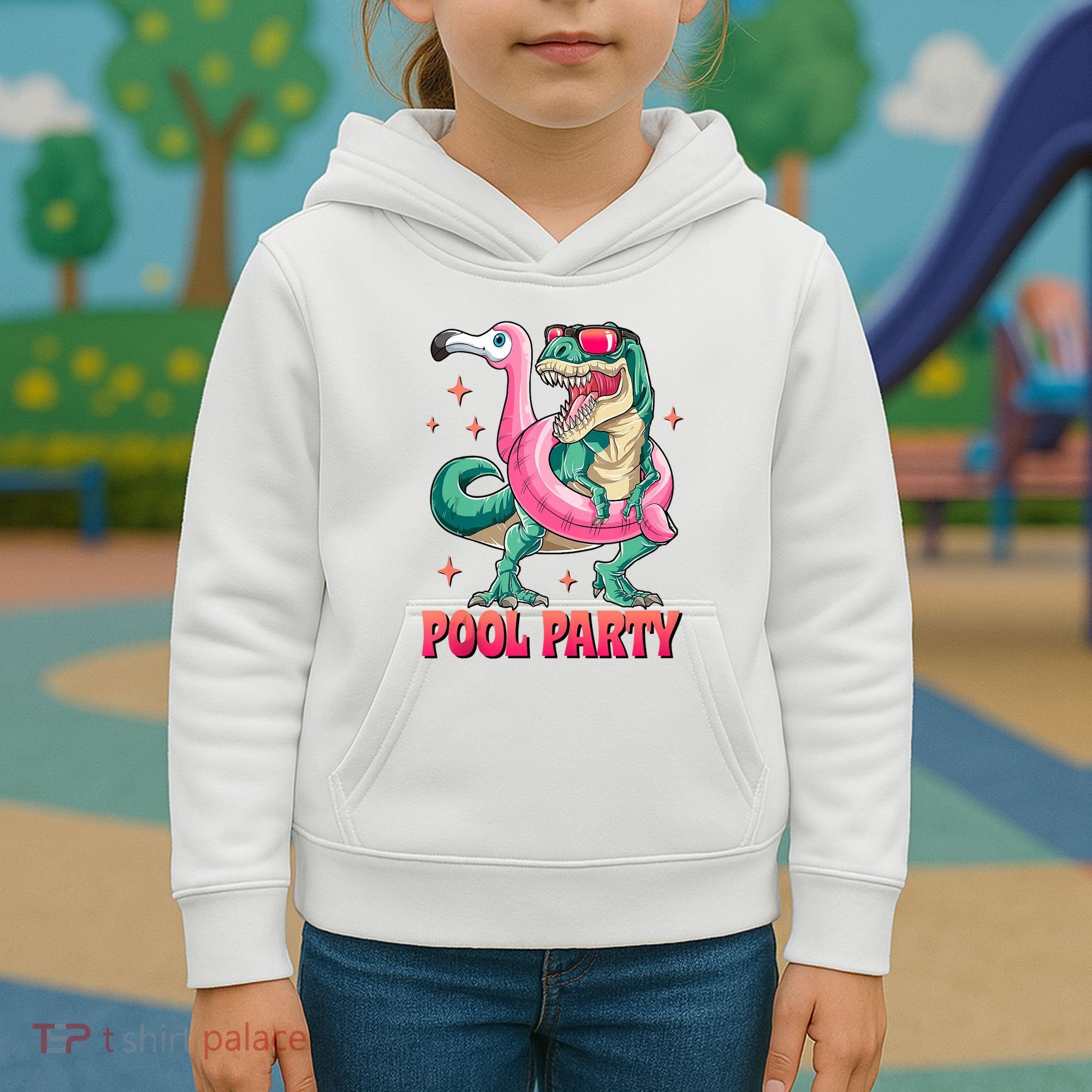 Pool Party Dinosaurflamingo Float Funny T Rex Gifts Tank Top Kids Hoodie