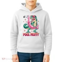 Pool Party Dinosaurflamingo Float Funny T Rex Gifts Tank Top Kids Hoodie thumb 4