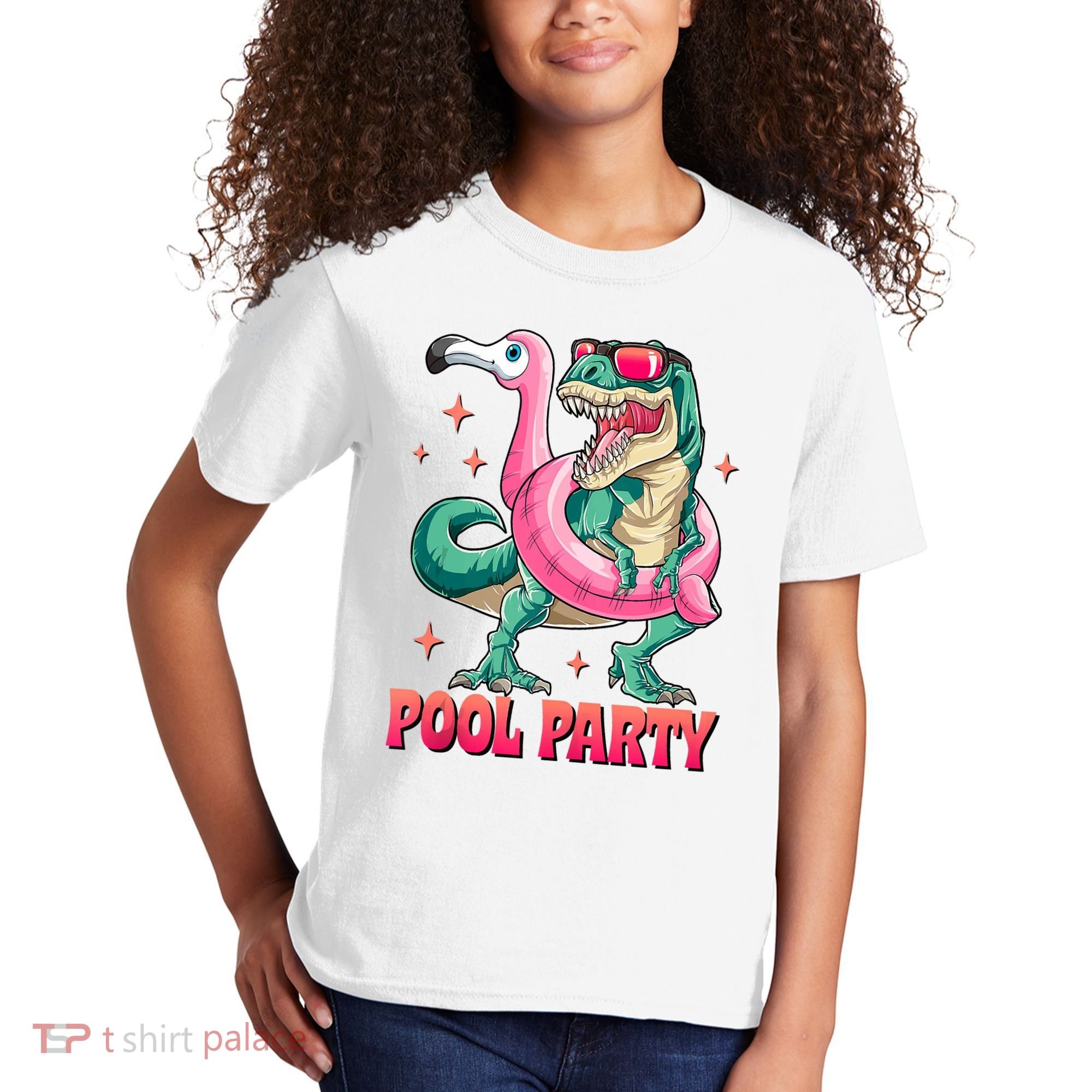 Pool Party Dinosaurflamingo Float Funny T Rex Gifts Tank Top Kids T-Shirt