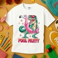 Pool Party Dinosaurflamingo Float Funny T Rex Gifts Tank Top Kids T-Shirt thumb 3