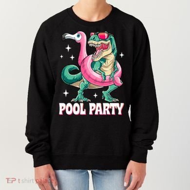 Pool Party Dinosaur Flamingo Float Funny T Rex Summer Women's Sweatshirt