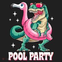 Pool Party Dinosaur Flamingo Float Funny T Rex Summer Women's Sweatshirt thumb 2