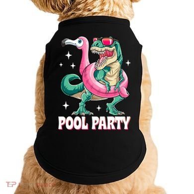Pool Party Dinosaur Flamingo Float Funny T Rex Summer Doggie Tank
