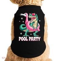 Pool Party Dinosaur Flamingo Float Funny T Rex Summer Doggie Tank thumb 0