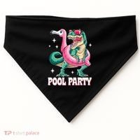 Pool Party Dinosaur Flamingo Float Funny T Rex Summer USA-Made Doggie Bandana thumb 0
