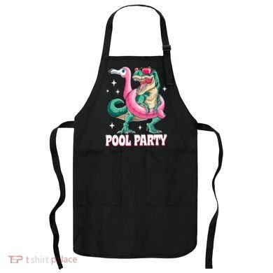 Pool Party Dinosaur Flamingo Float Funny T Rex Summer Apron