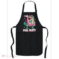 Pool Party Dinosaur Flamingo Float Funny T Rex Summer Apron thumb 0