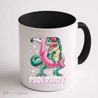 Pool Party Dinosaur Flamingo Float Funny T Rex Summer Coffee Mug thumb 1