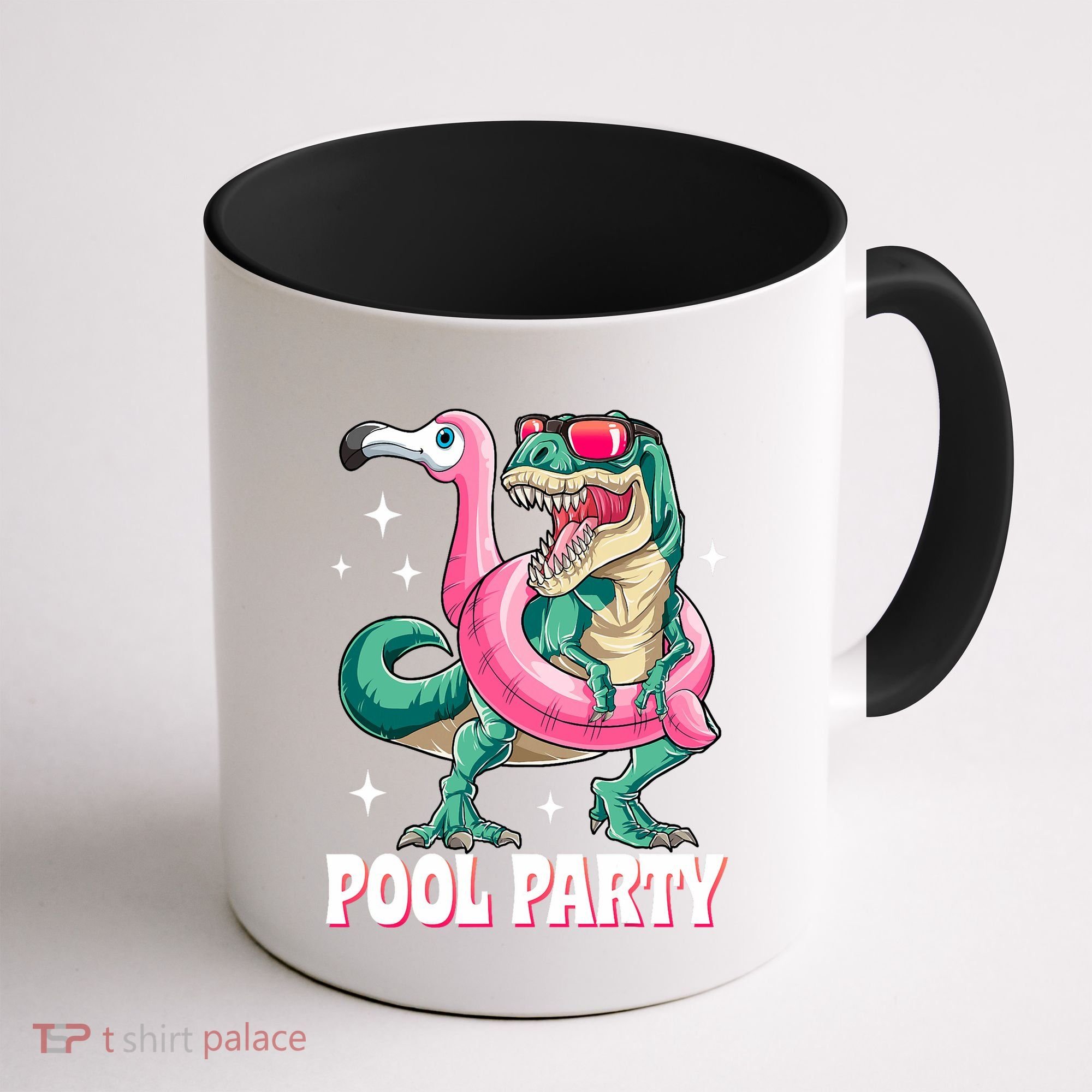 Pool Party Dinosaur Flamingo Float Funny T Rex Summer Coffee Mug