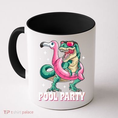 Pool Party Dinosaur Flamingo Float Funny T Rex Summer Coffee Mug