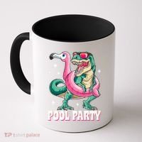 Pool Party Dinosaur Flamingo Float Funny T Rex Summer Coffee Mug thumb 0