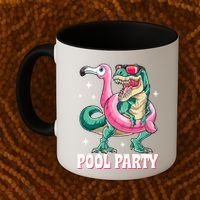 Pool Party Dinosaur Flamingo Float Funny T Rex Summer Coffee Mug thumb 2