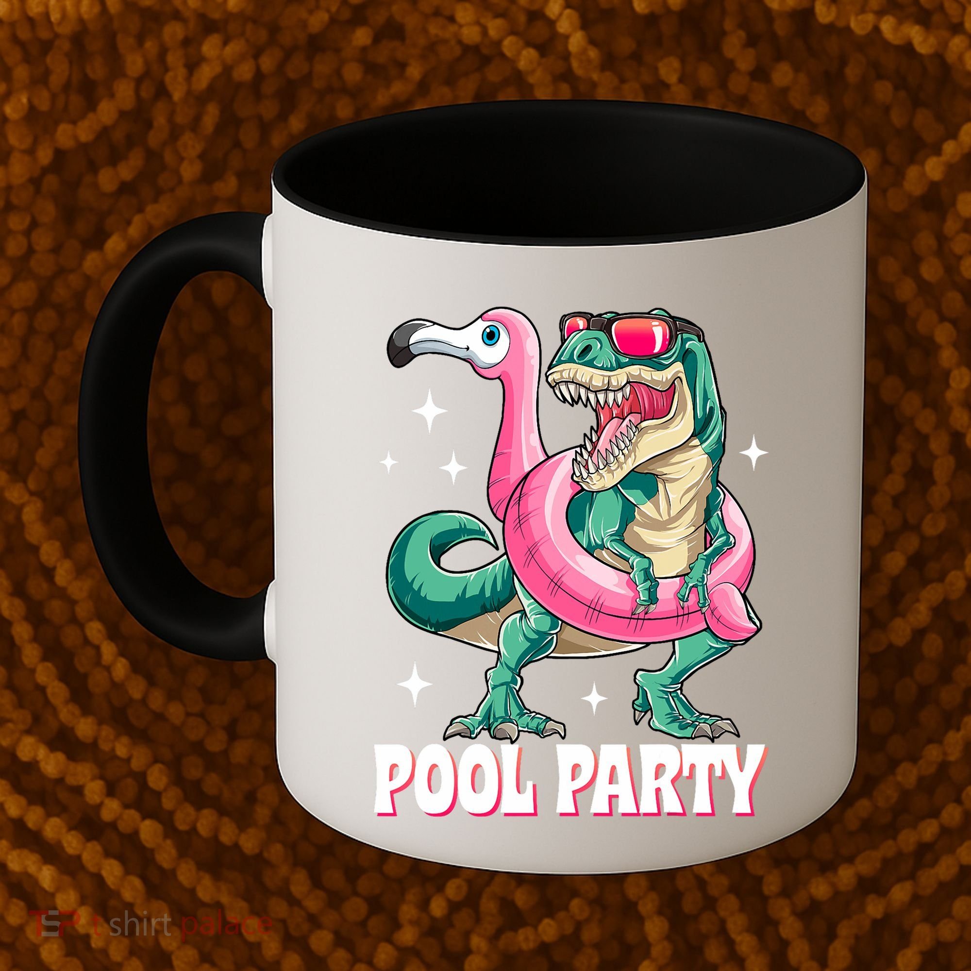 Pool Party Dinosaur Flamingo Float Funny T Rex Summer Coffee Mug