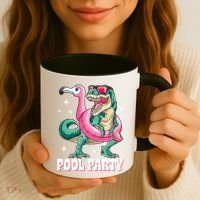 Pool Party Dinosaur Flamingo Float Funny T Rex Summer Coffee Mug thumb 3