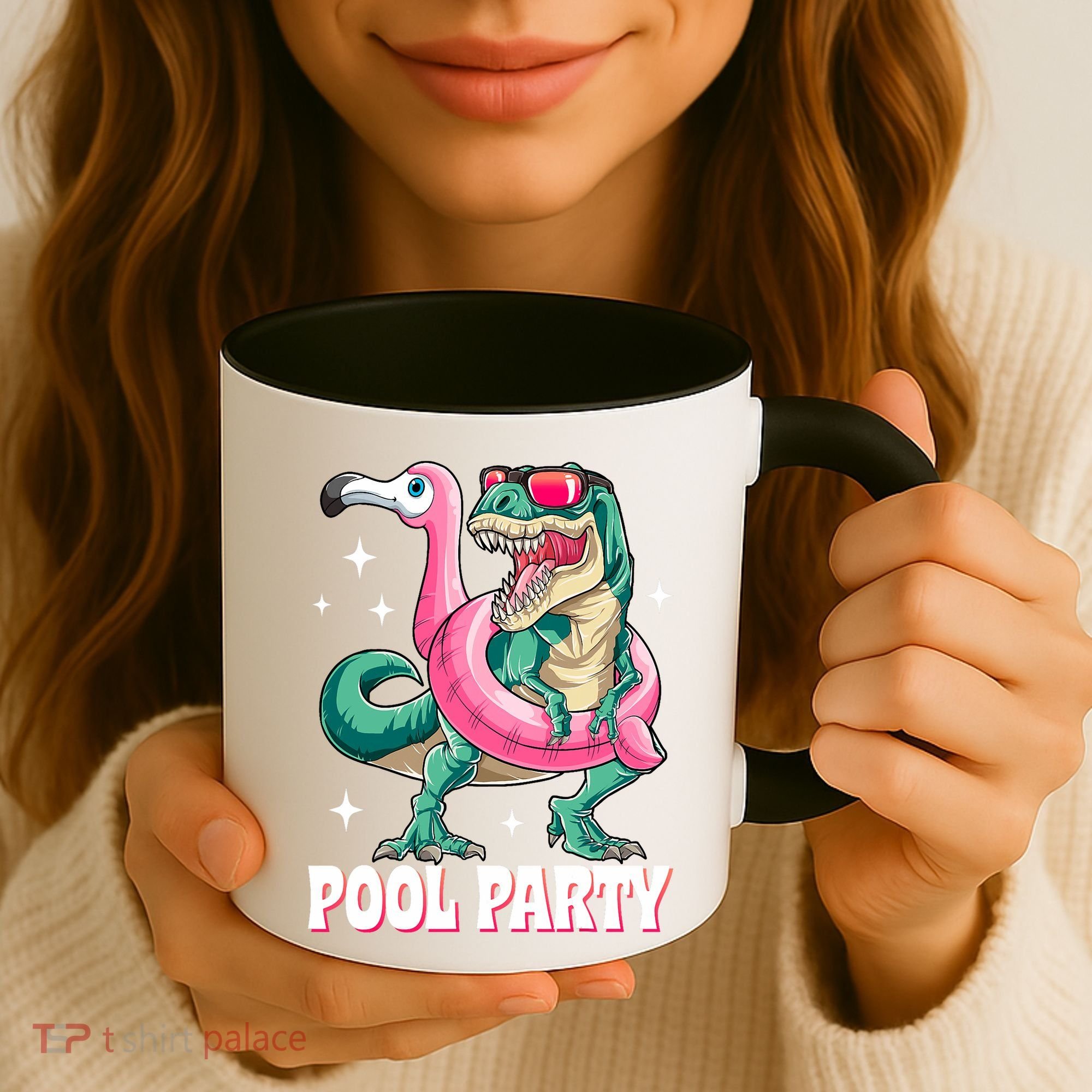 Pool Party Dinosaur Flamingo Float Funny T Rex Summer Coffee Mug