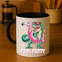 Pool Party Dinosaur Flamingo Float Funny T Rex Summer Coffee Mug thumb 4