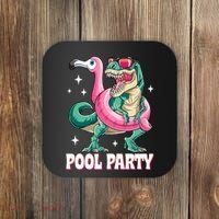 Pool Party Dinosaur Flamingo Float Funny T Rex Summer Coaster thumb 0