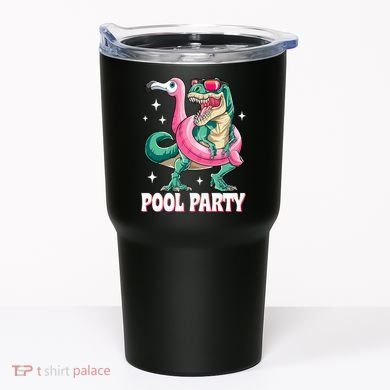 Pool Party Dinosaur Flamingo Float Funny T Rex Summer Tumbler