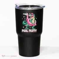 Pool Party Dinosaur Flamingo Float Funny T Rex Summer Tumbler thumb 0