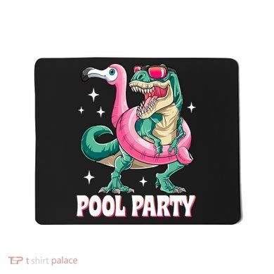 Pool Party Dinosaur Flamingo Float Funny T Rex Summer Mousepad
