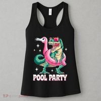 Pool Party Dinosaur Flamingo Float Funny T Rex Summer Women's Tank Top thumb 3