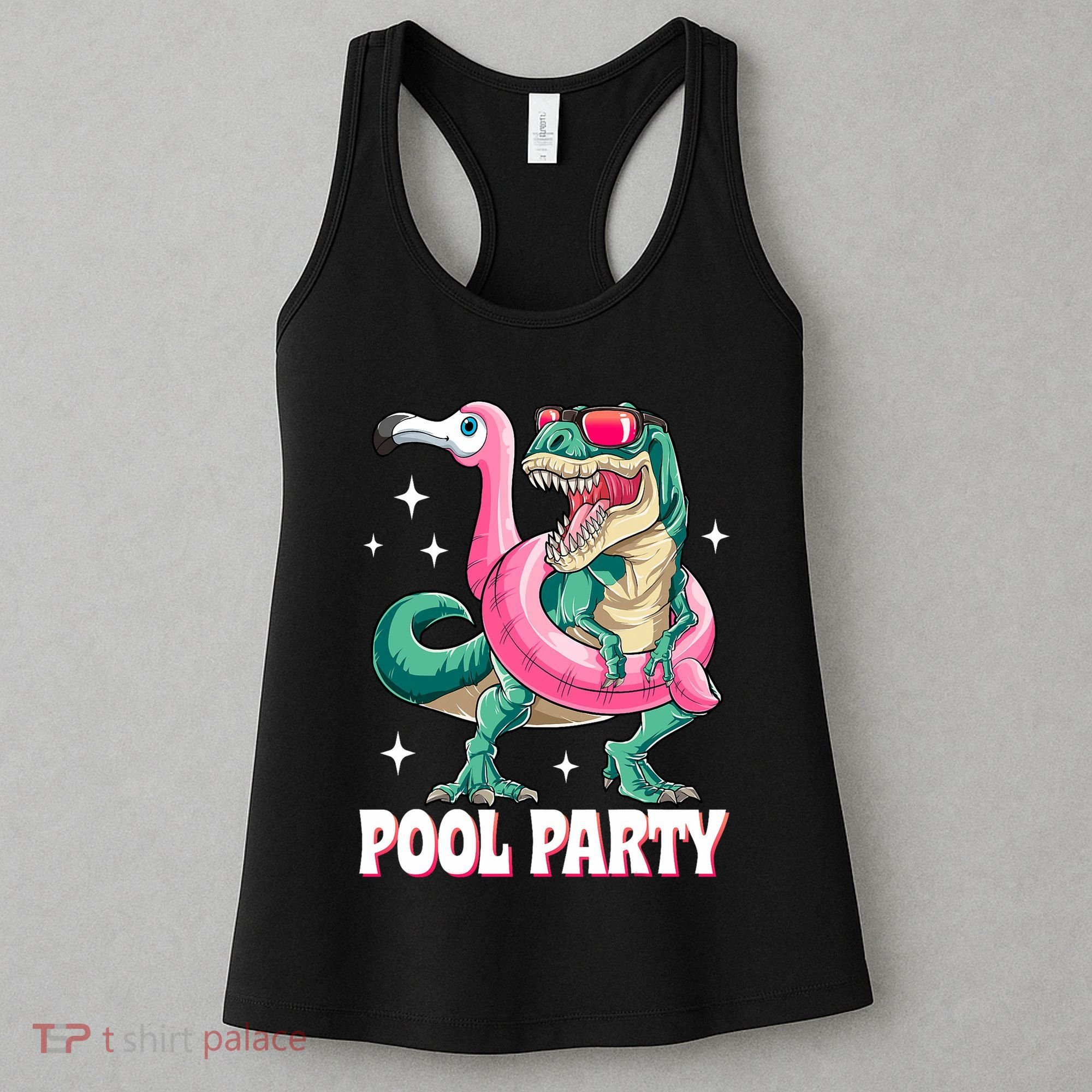 Pool Party Dinosaur Flamingo Float Funny T Rex Summer Women's Tank Top