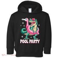 Pool Party Dinosaur Flamingo Float Funny T Rex Summer Toddler Hoodie thumb 0