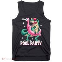 Pool Party Dinosaur Flamingo Float Funny T Rex Summer Tank Top thumb 0