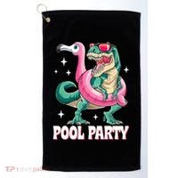 Pool Party Dinosaur Flamingo Float Funny T Rex Summer Golf Towel thumb 0