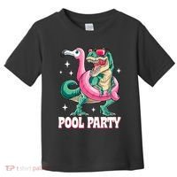 Pool Party Dinosaur Flamingo Float Funny T Rex Summer Toddler T-Shirt thumb 0