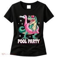 Pool Party Dinosaur Flamingo Float Funny T Rex Summer Women's T-Shirt thumb 0